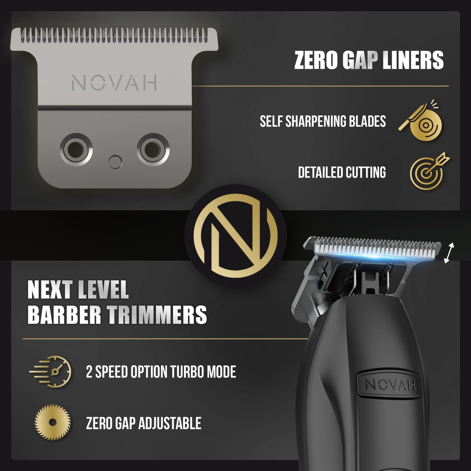 NOVAH Grooming Professional Hair Trimmer for Men, Barber Trimmer Cordless T T