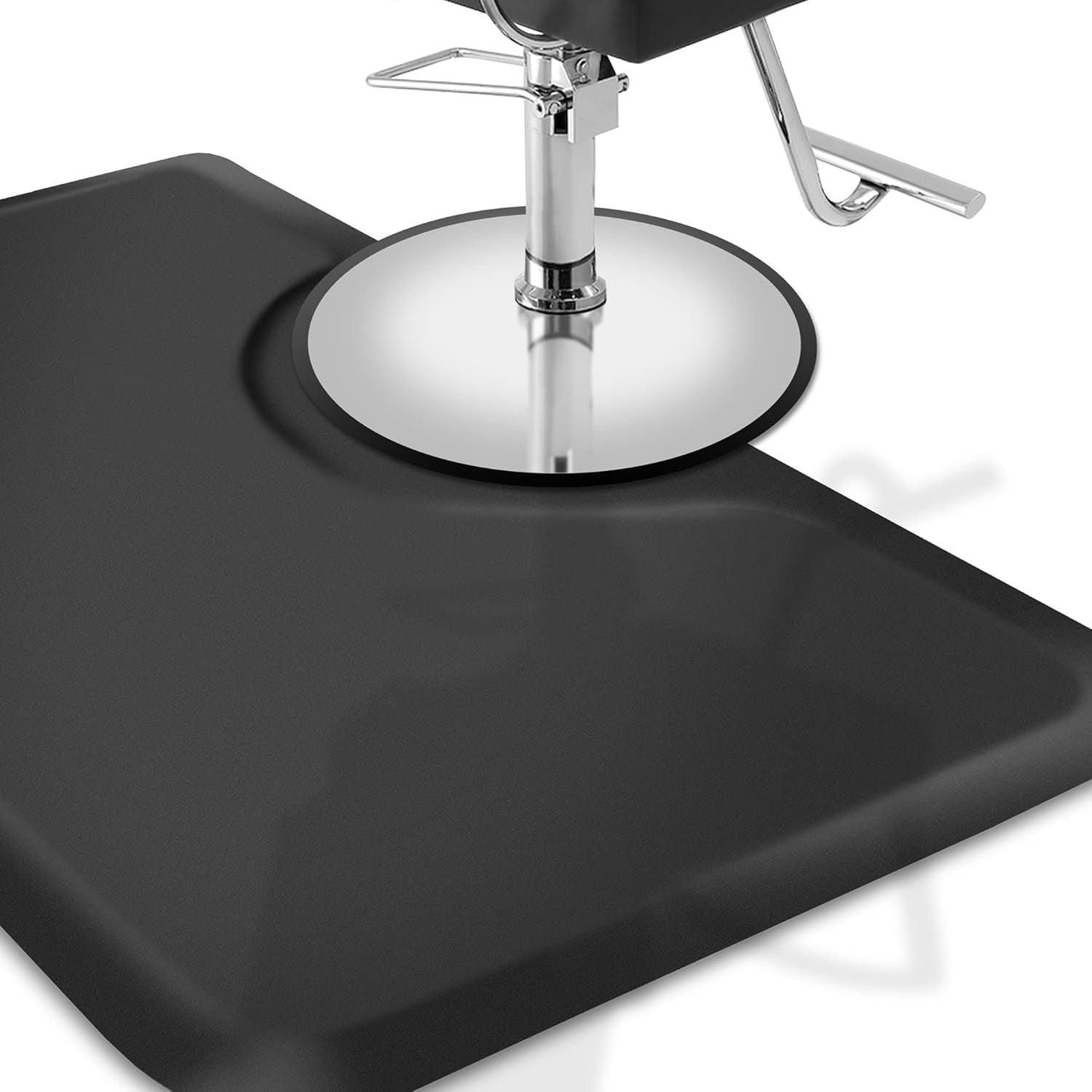 3 Ft. X 5 Ft. Salon & Barber Shop Chair Anti-Fatigue Floor Mat - Black Rectangle - 7/8 In. Thick