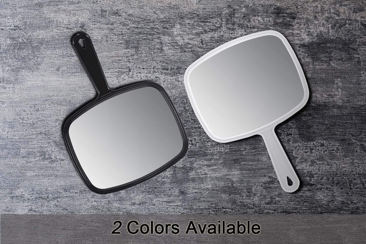 PROTECLE Hand Mirror, 10.3" L X 7.4" W Salon Barber Hairdressing Handheld Mirror with Handle, Square Black