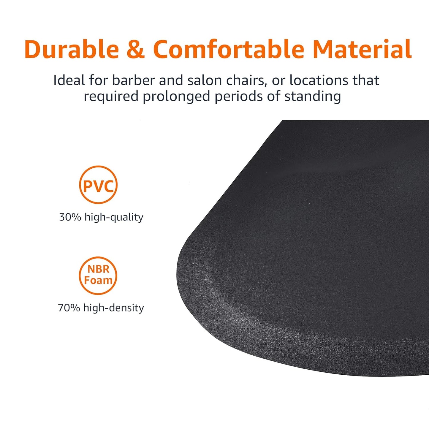 Rectangular Anti-Fatigue Salon & Barber Shop Floor Mat, Non-Slip Standing Surface, 3Ft X 5Ft X 5/8 Inch, Black