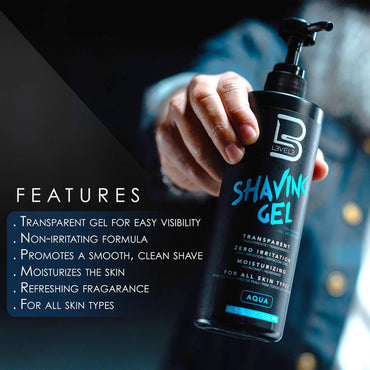 Shaving Gel - Straight Razor Shave Gel - Non-Irritating - Refreshing Smell - No Hot Towel Necessary - Level Three Razor Gel (Aqua)