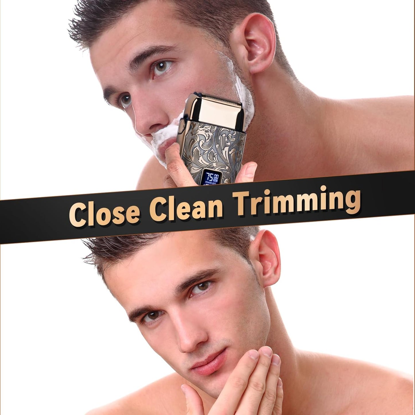 Close Shave Electric Foil Shavers for Men, 3-Speed Electric Razor, Bald Head Shavers, Face Shaving Beard Trimmer with LCD Display, Gifts for Men