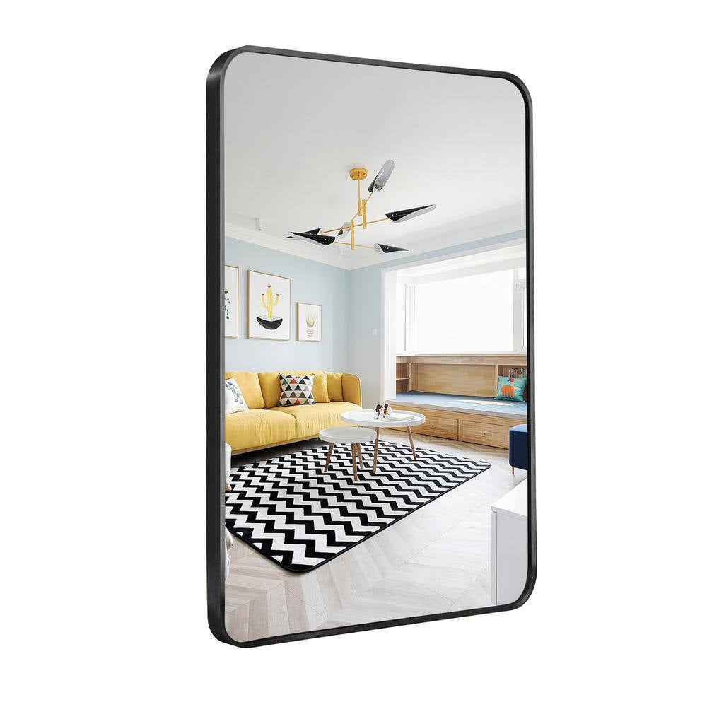 Ta. 22 In. W X 30 In. H Black Rectangle Framed Mirror