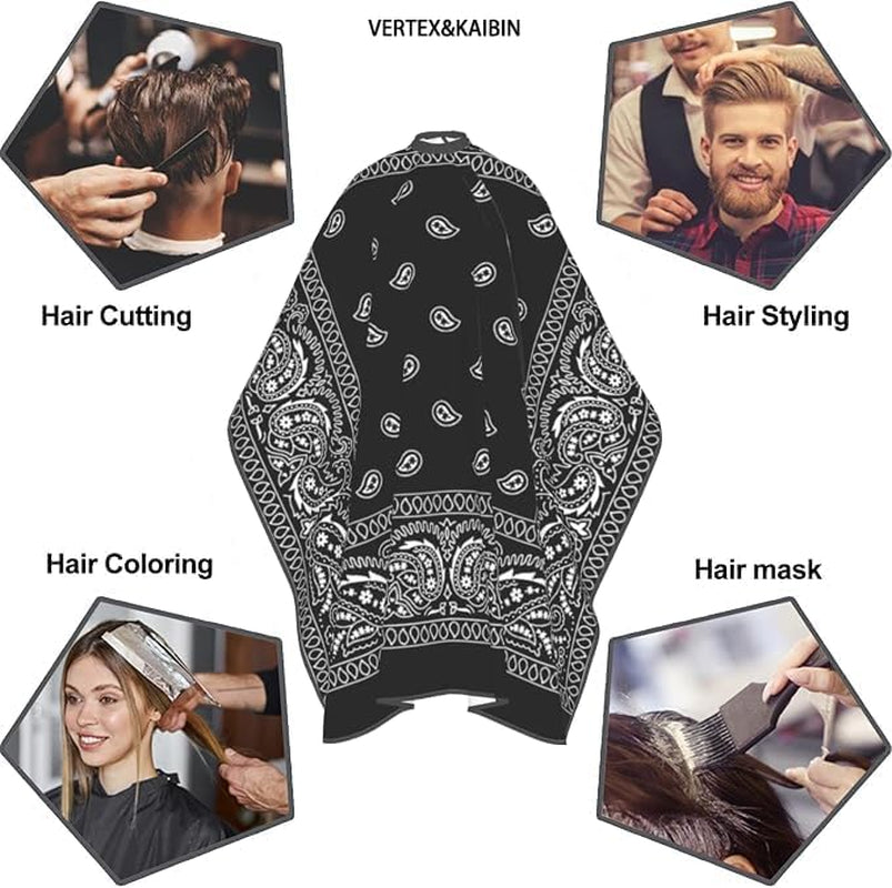 Barber Cape for Men Hair Cutting,Black Paisley Cool Cape Designer,Professional Barber Supply Capes
