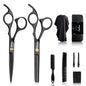 10 PCS Hair Cutting Scissors Set, Professional Haircut Scissors Kit with Cutting Scissors, Thinning Shears, Comb, Cape, Clips, Black Hairdressing Texturizing Shears Set for Barber, Salon, Home