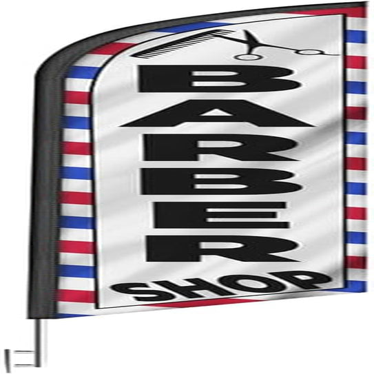 Barber Shop Haircuts 15Ft Feather Banner Swooper Flag Kit - INCLUDES 15FT POLE KIT W/Ground SPIKE
