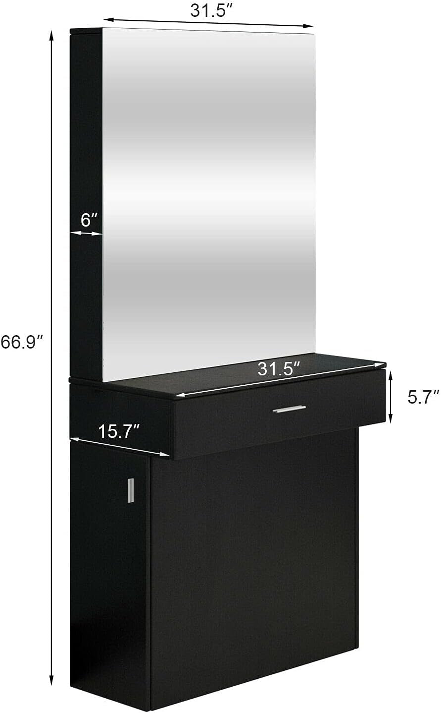 Wall Mount Salon Station Barber Stations Styling Station with Mirror Barber Beauty Spa Salon Equipment