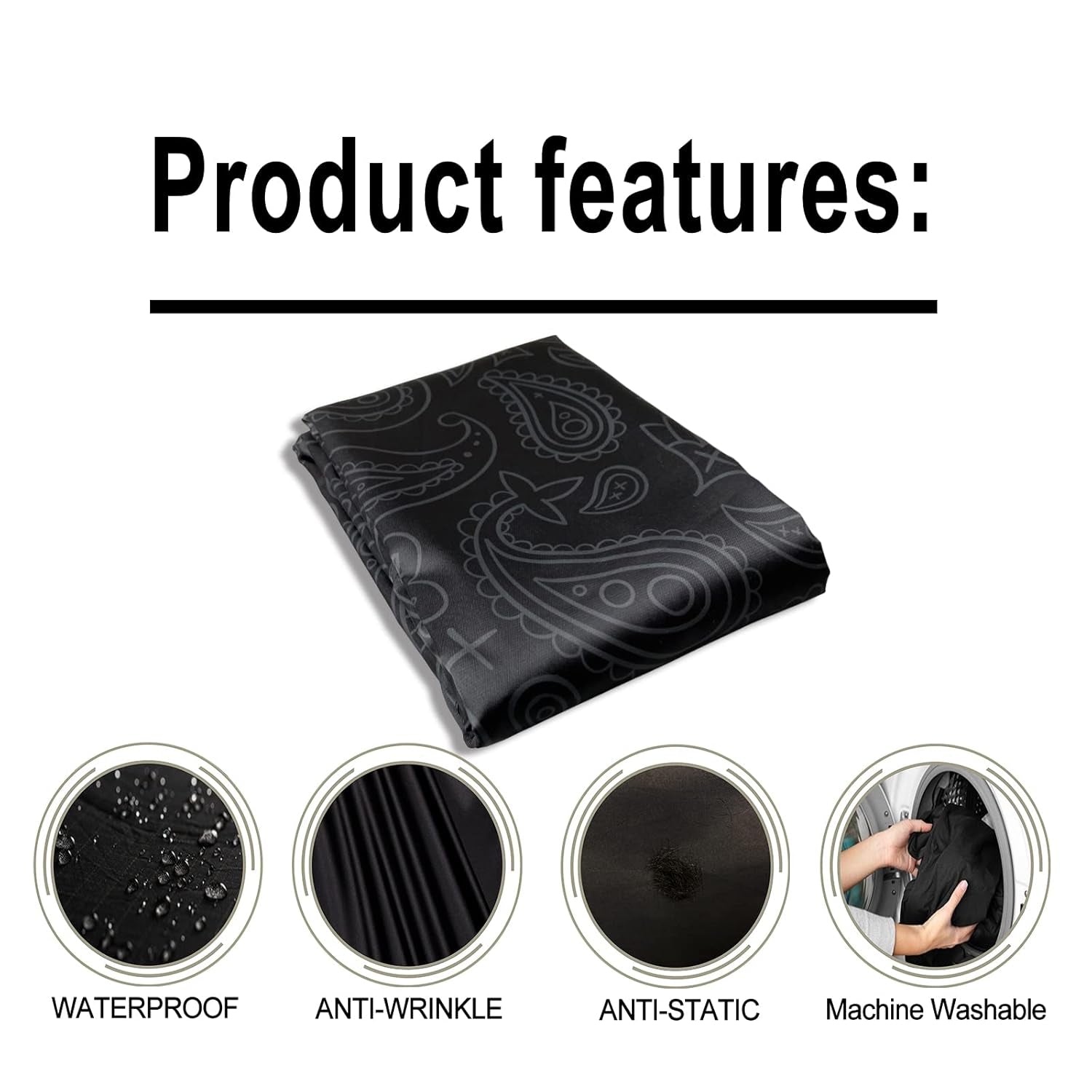 Barber Cape for Men, Haircut Cape with Snaps, Professional Salon Cutting Cape, Large Waterproof Hairdressing Cape Gown Apron for Hairstylist- 63”× 56”(Black Pattern)