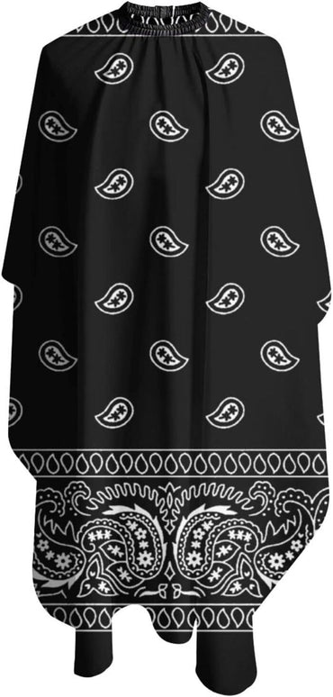 Barber Cape for Men Hair Cutting,Black Paisley Cool Cape Designer,Professional Barber Supply Capes