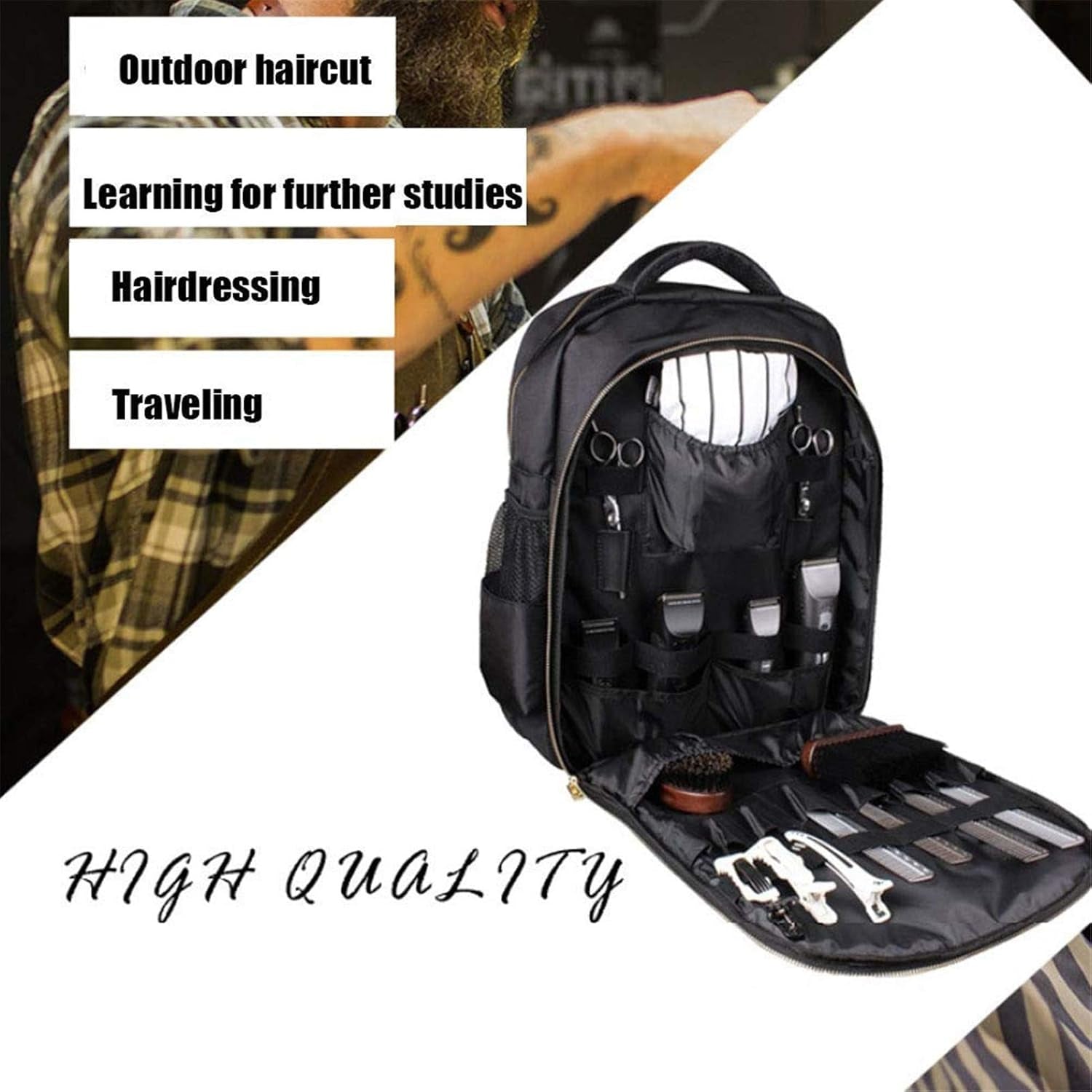 Barber Supplies Bag Organizer for Clippers and Supplies, Portable Clipper Bags and Cases for Men, Cosmetology Bag Hairstylist Clipper Backpack for Barber Accessories Essentials Stuff