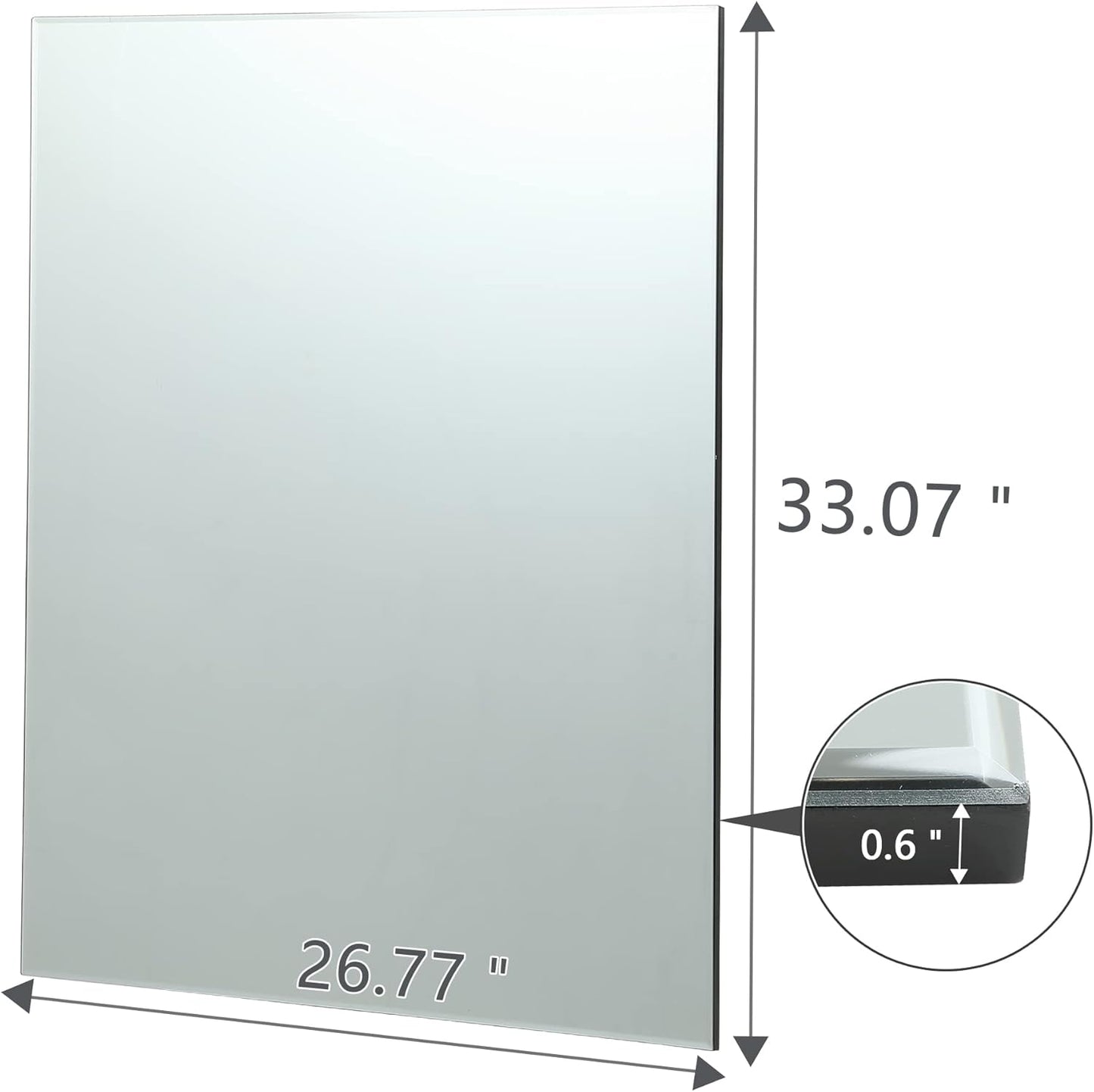 Wall Mount Salon Barber Mirror,Salon Equipment Mirror for Hair Stylist Bathroom Vanity Barbershop,Black(33" H X 26" W)