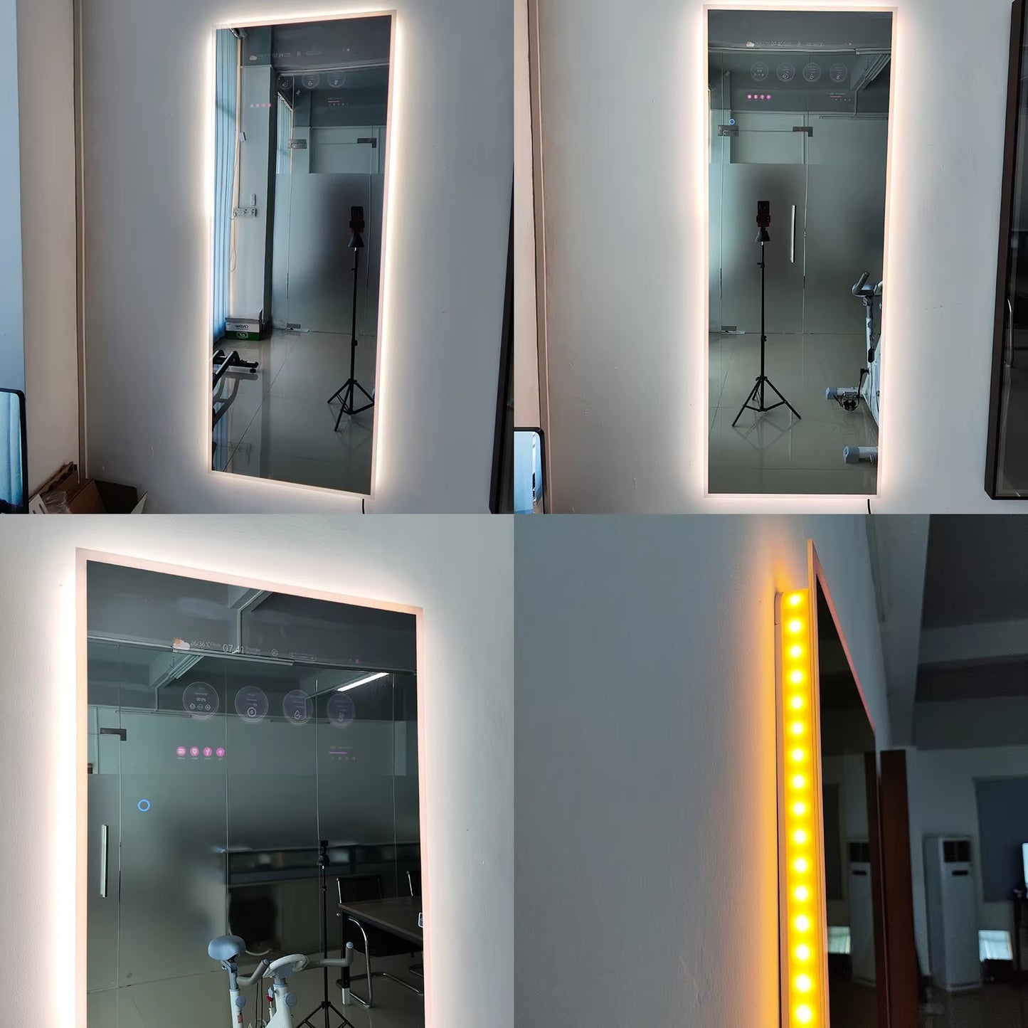 Vertical Smart Mirror Touch Screen Bathroom Vanity Waterproof Tempered Glass Rectangle Mirror with Apps LED Lighting Makeup