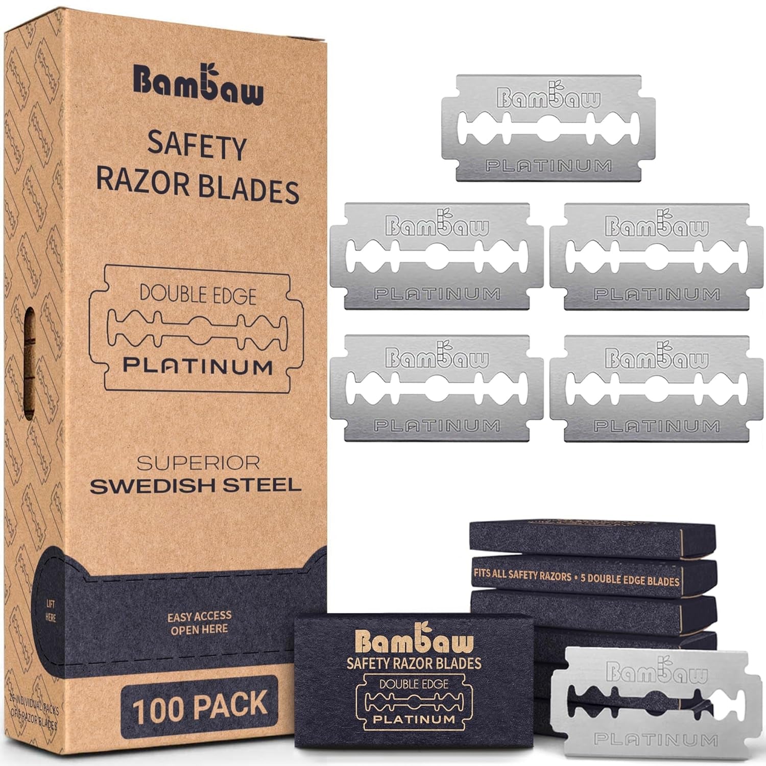 Safety Razor Blades | Swedish Steel Replacement Razor Blades | 100 Pack - 18 to 24 Months Supply |