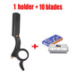 1+10Pcs Bladstainless Steel Classic Shaving Razor for Thumb Double Edge Haircutting Bald Head Eyebrow Shaping Hairdressing Stand