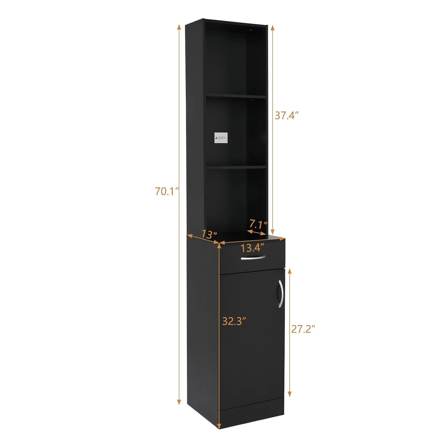 Salon Station, Barber Hair Stylist Storage Cabinet with Drawer, 5 Compartments & Shelf, Durable MDF, Organizer Equipment for Beauty Salon, Barbershop, Black