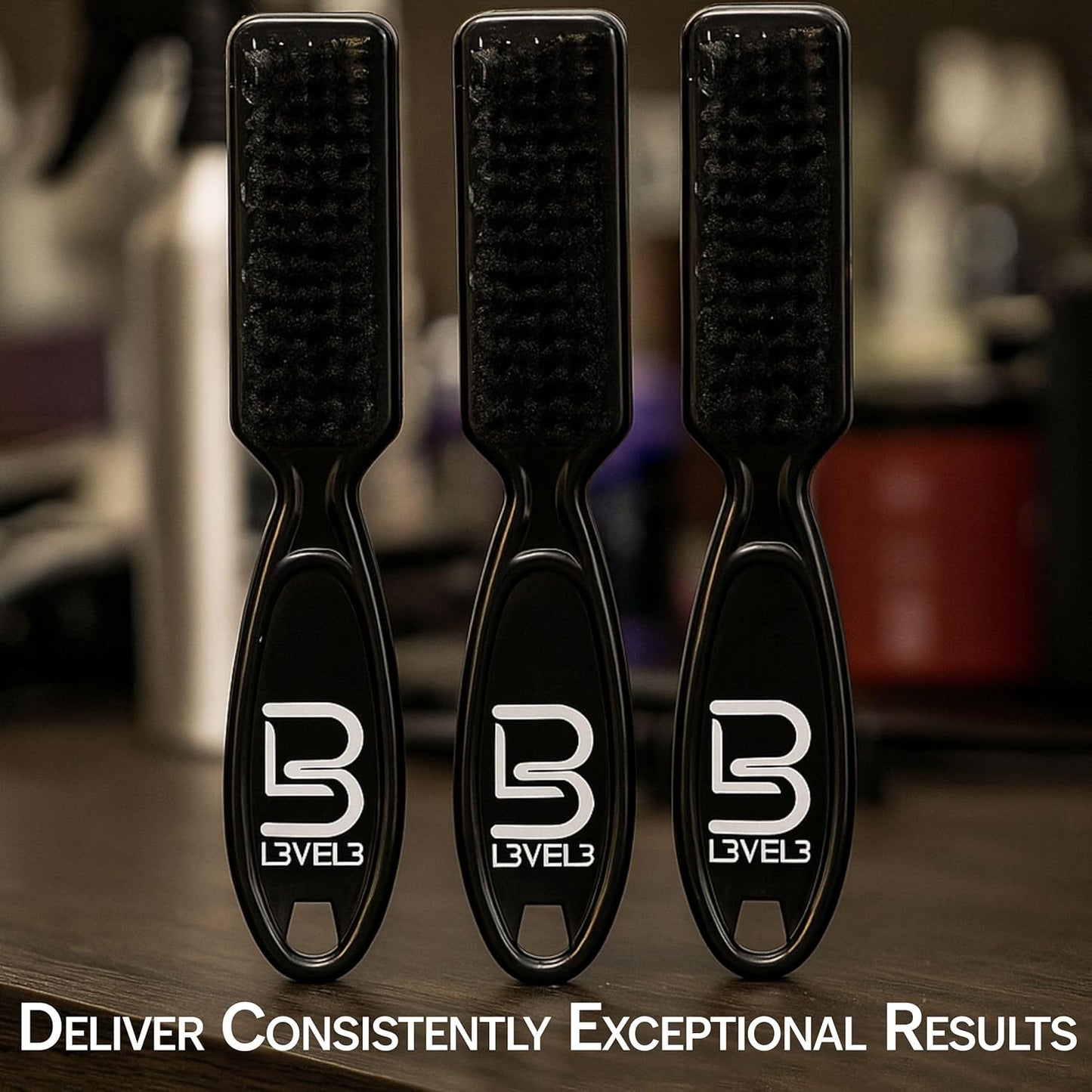 Level 3 Fade Brush Set - Barber Brush Kit for Fades and Lineups - Essential Barber Tool - 3 Pc