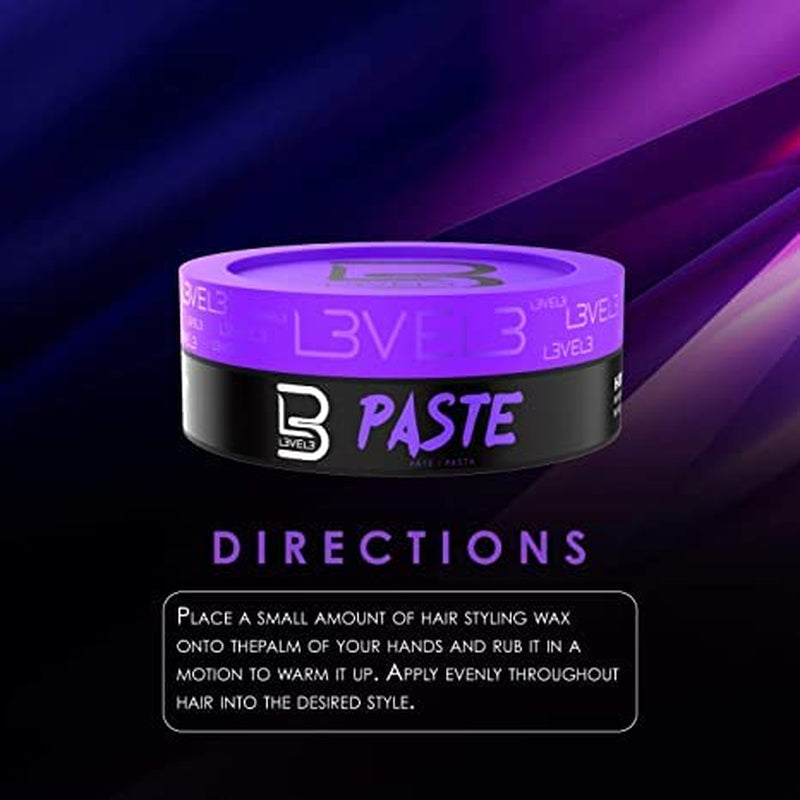 - Level 3 Paste - Long-Lasting Hold - Improves Strength and Volume of Hair - Protects against Hair Damage - Level Three Men Styling Product (Sample Powder Included, Paste)
