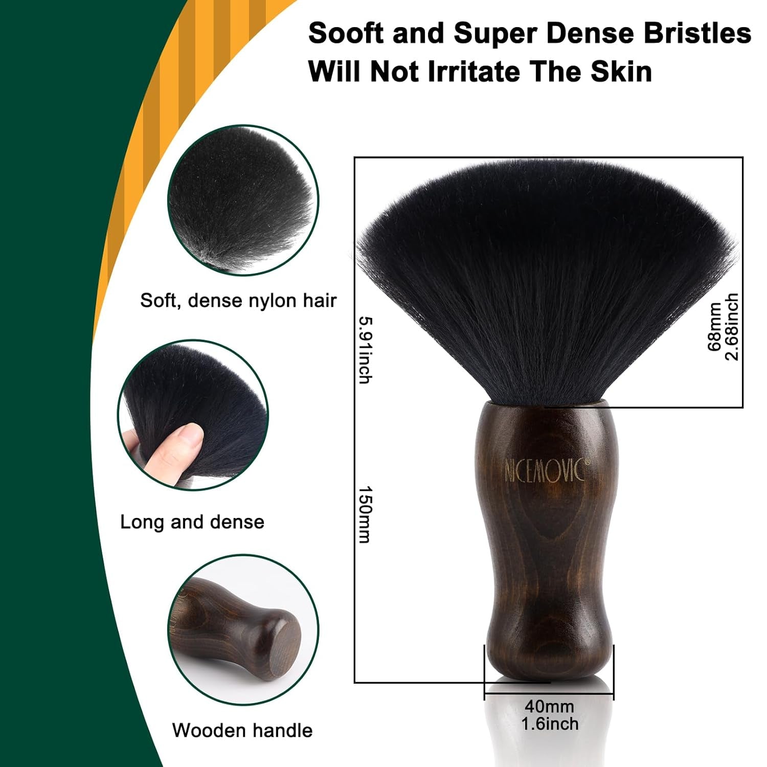 Set De Brochas Para Barbero 3 En 1, Cepillos De Nylon, Marrón Y Negro.