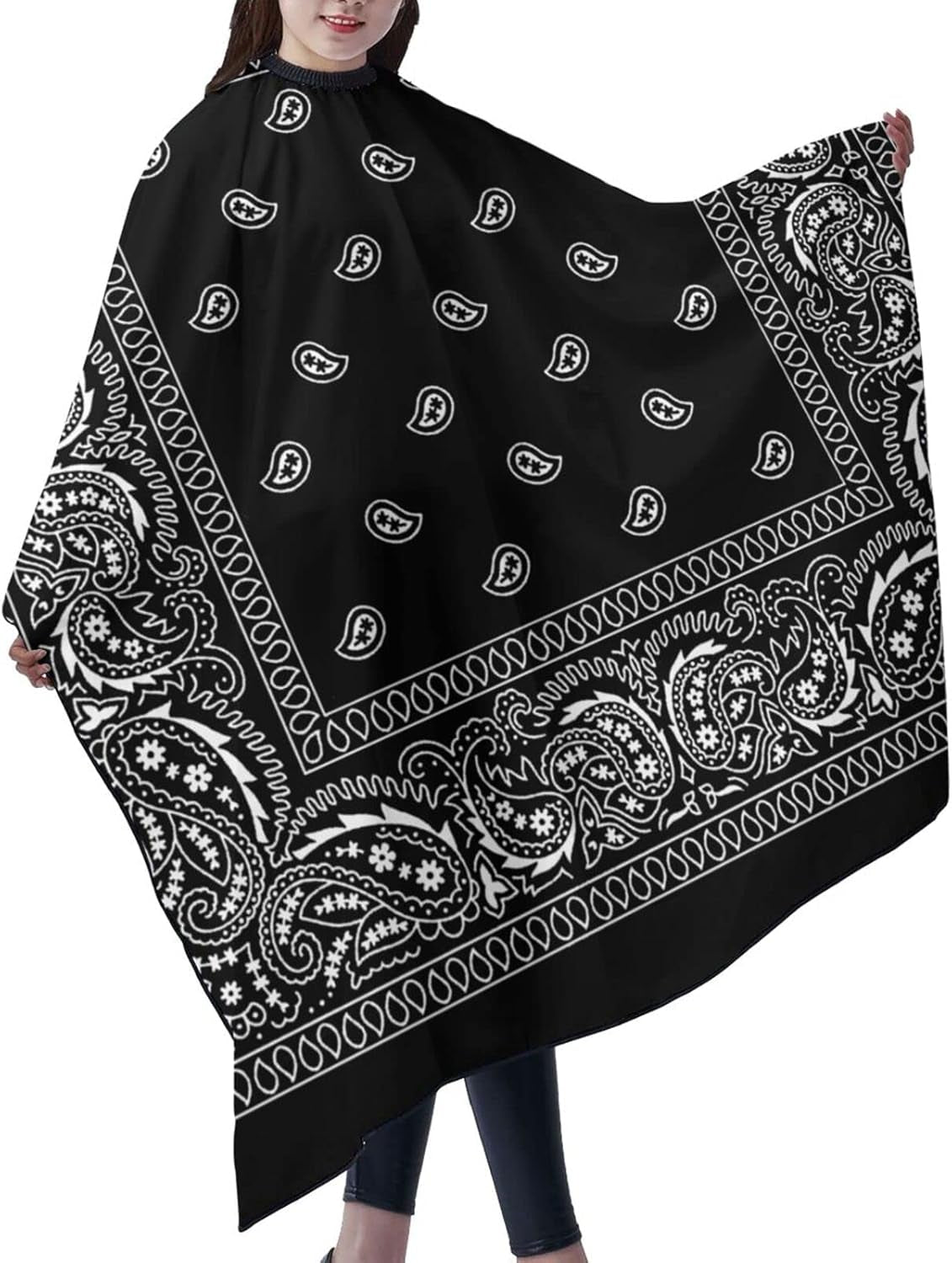 Barber Cape for Men Hair Cutting,Black Paisley Cool Cape Designer,Professional Barber Supply Capes