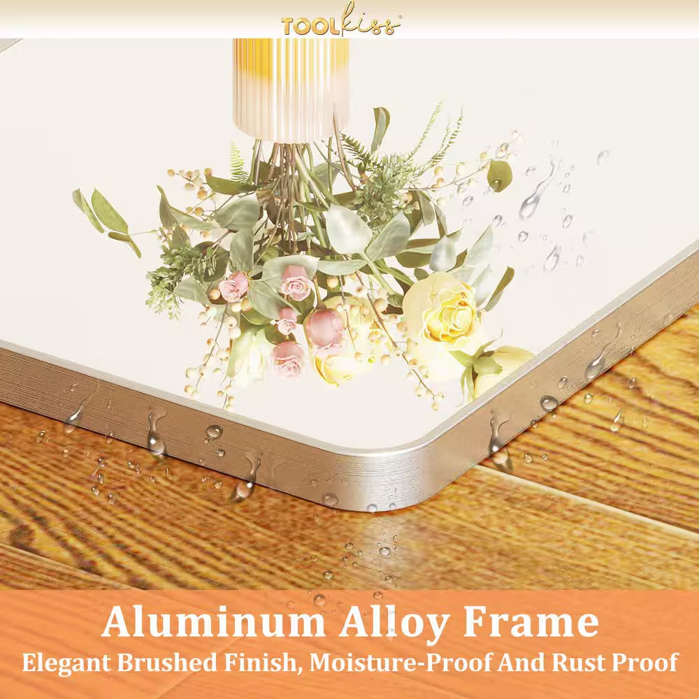 48 In. W X 32 In. H Rectangular Aluminum Framed Wall Bathroom Vanity Mirror in Silver
