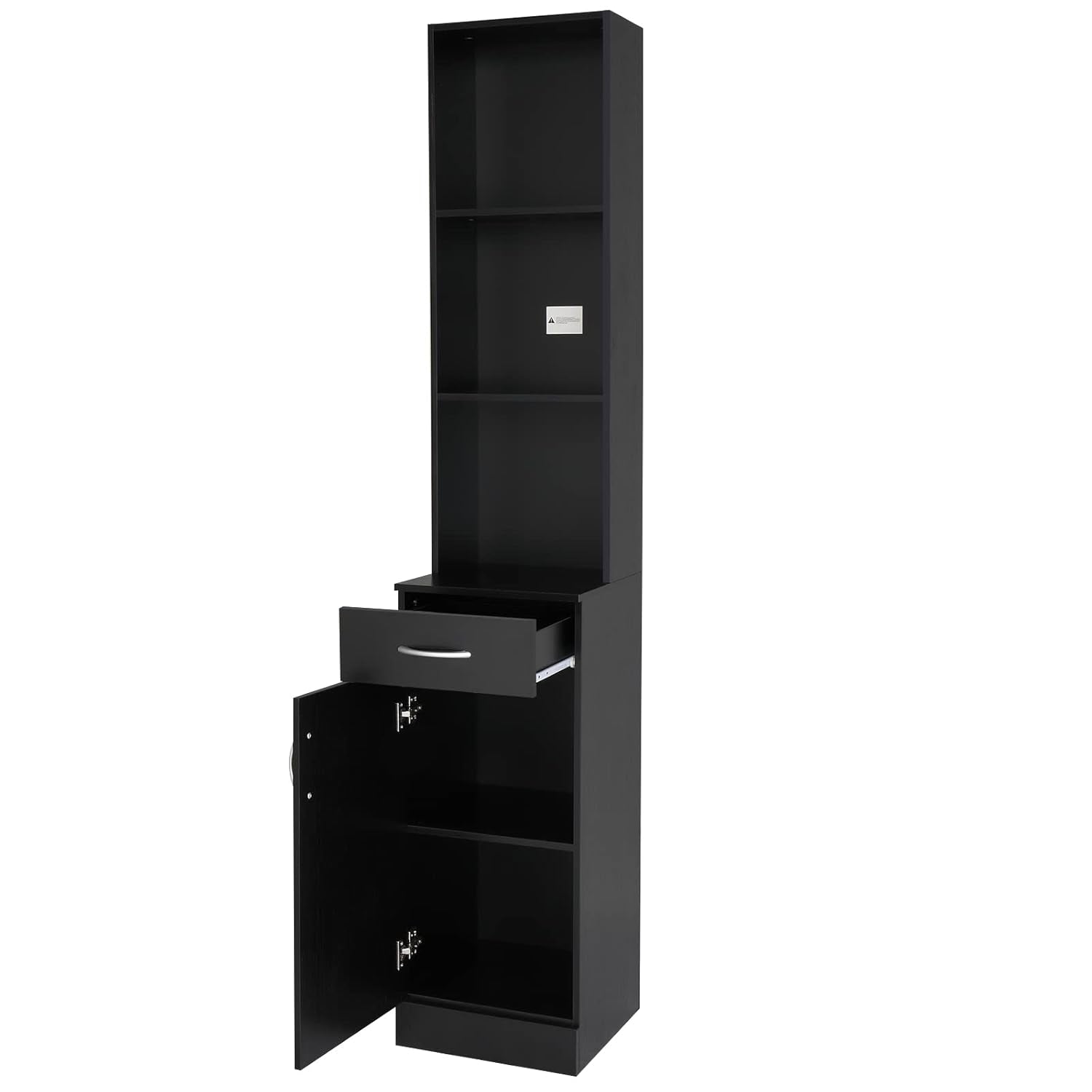 Salon Station, Barber Hair Stylist Storage Cabinet with Drawer, 5 Compartments & Shelf, Durable MDF, Organizer Equipment for Beauty Salon, Barbershop, Black