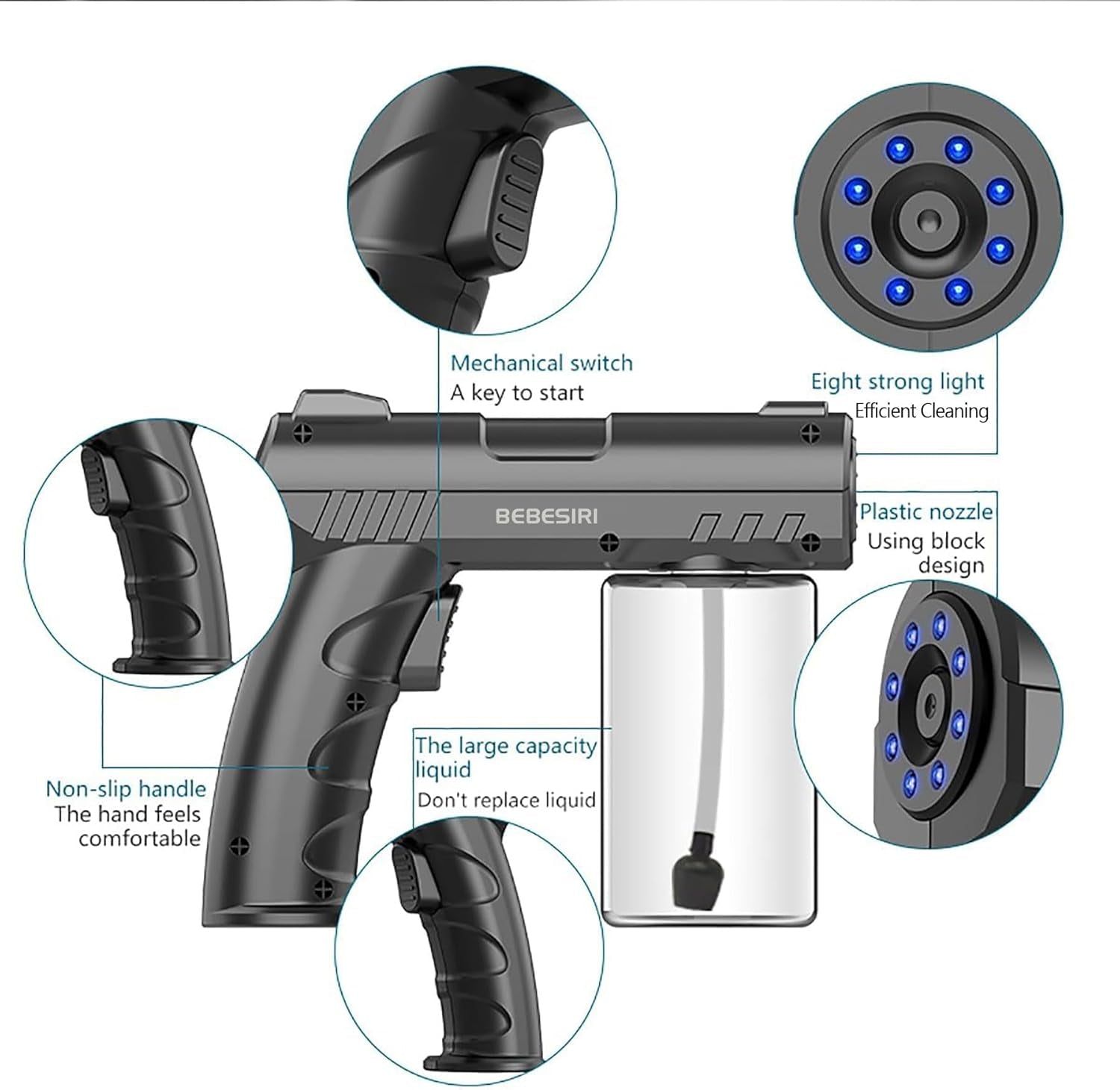 Nano Sprayer, Handheld Household Nano Blue Light Atomizer, Handheld Household Nano Sprayer, Rechargeable Nano Atomizer. It Is Suitable for Watering Plants and Flowers.
