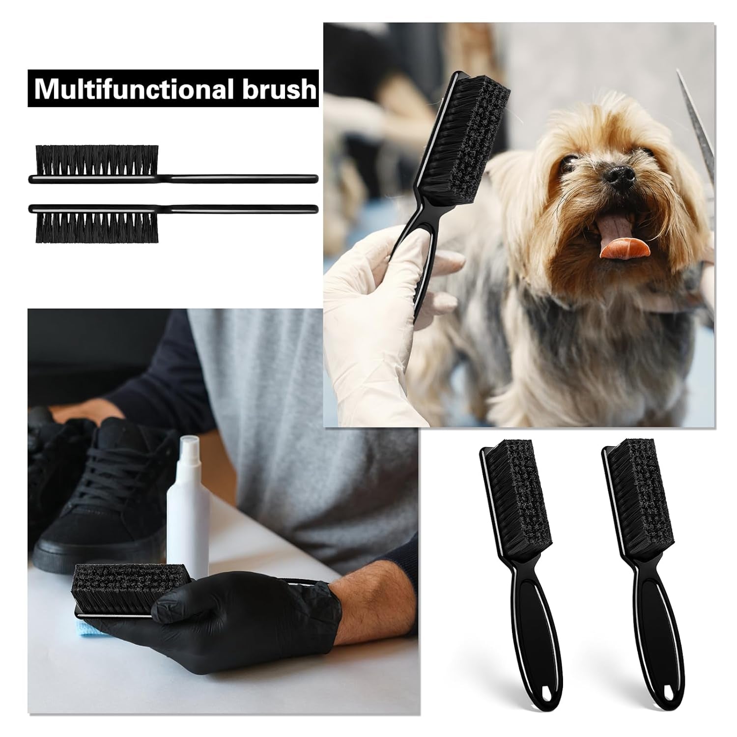 Barber Clipper Cleaning Brushes, 20 Pcs Plastic Handle Nylon Bristles, Multifunctional Cleaning Supplies for Hair Salon, Home and Travel Use (Black)