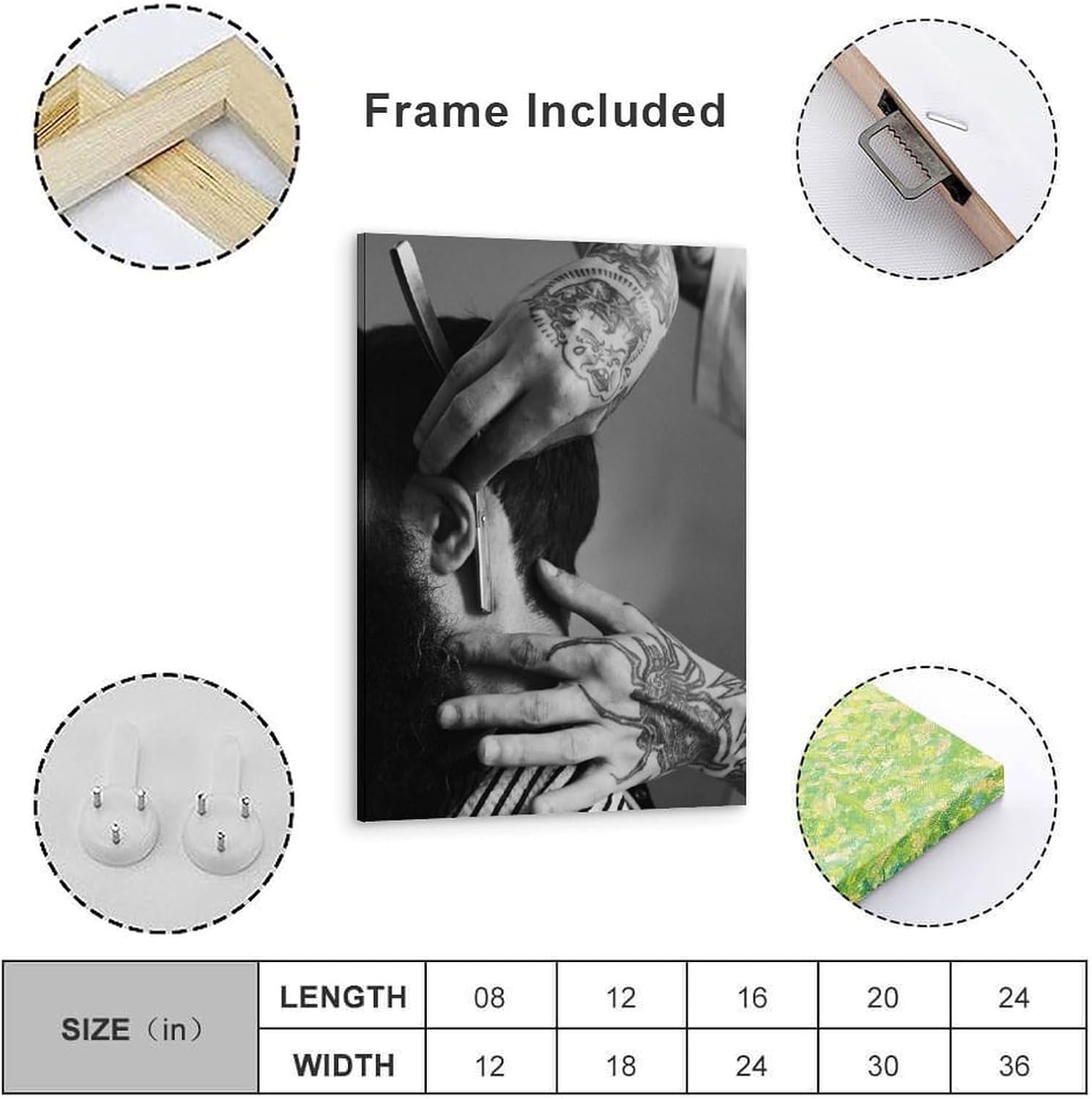 Barber Shop Barber Is Fixing His Hair Posters Decorative Painting Modern Picture Canvas Wall Art Bedroom Office Living Room Bedroom Bathroom Wall Decors 08X12Inch(20X30Cm) Frame-Style
