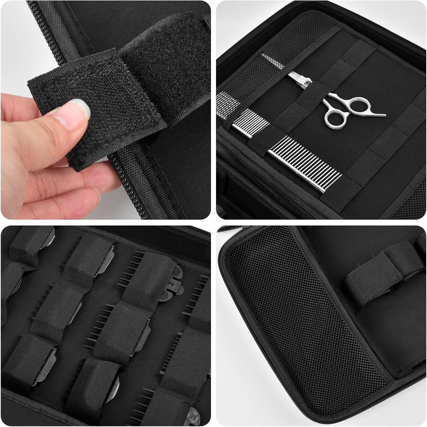 Hard Travel Case for Hair Clippers, Hair Cutting Barber Supplies Organizer Bag, Trimmer Storage Holder for Ufree/For Wahl/For Andis Men Razor Guard Grooming Kits -Black
