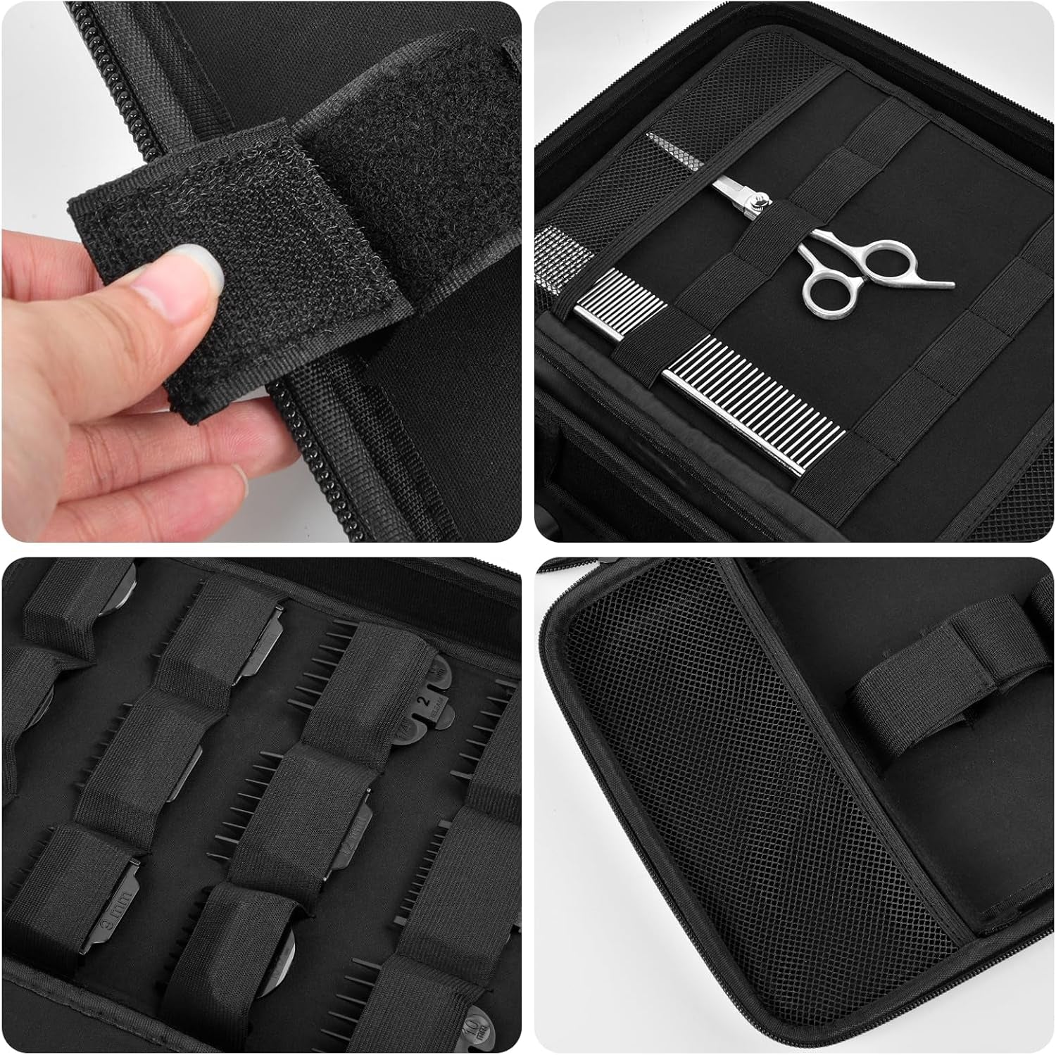 Hard Travel Case for Hair Clippers, Hair Cutting Barber Supplies Organizer Bag, Trimmer Storage Holder for Ufree/For Wahl/For Andis Men Razor Guard Grooming Kits -Black