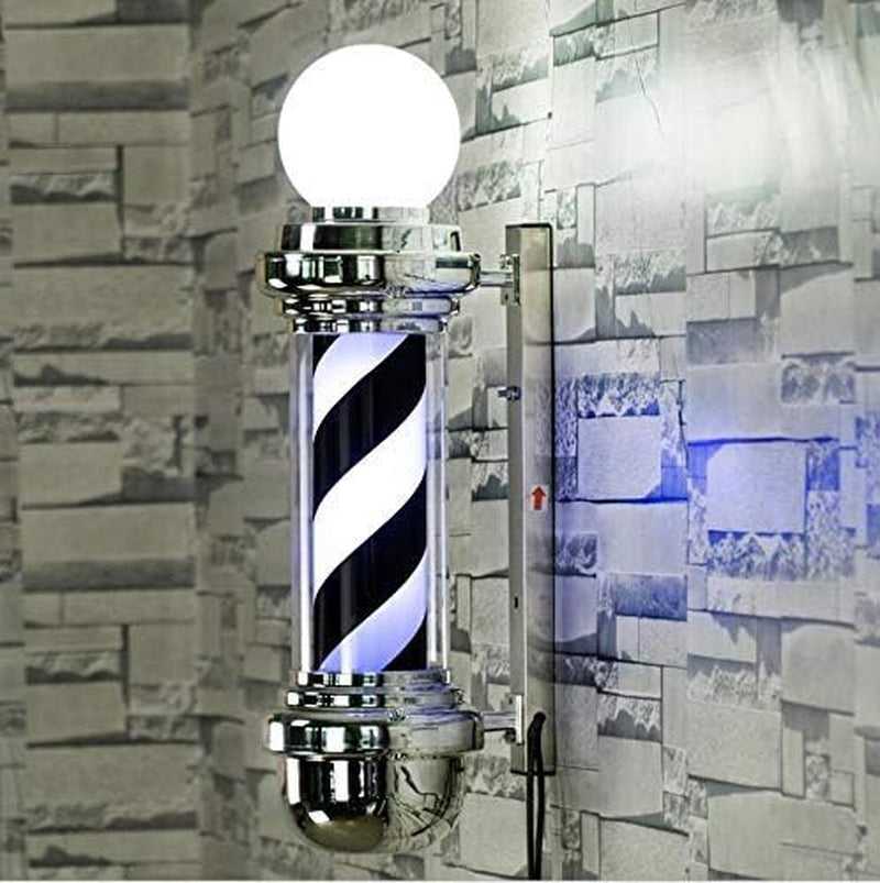 Barber Pole Rotating LED Strips Light Metal Hair Salon Sign L018 (Black&White)
