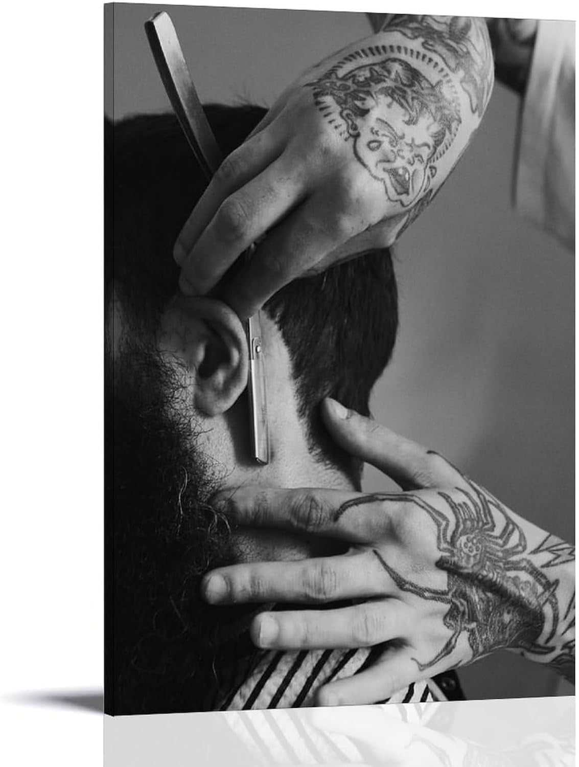 Barber Shop Barber Is Fixing His Hair Posters Decorative Painting Modern Picture Canvas Wall Art Bedroom Office Living Room Bedroom Bathroom Wall Decors 08X12Inch(20X30Cm) Frame-Style