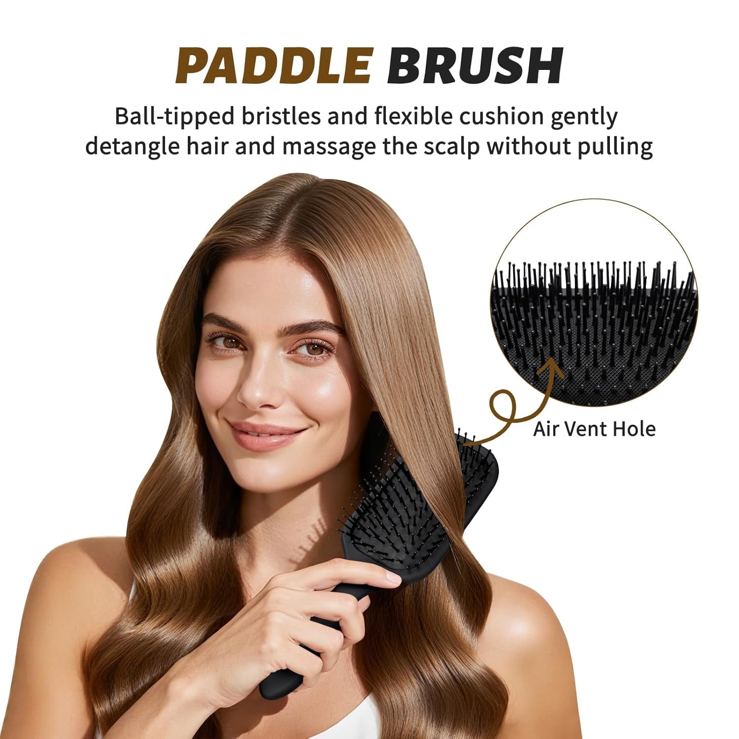 Hair Brush for Women and Men, 4Pcs Paddle Brush Detangling Brush Hair Comb Set for Long Thick Thin Curly Hair, Hairbrush Great on Wet or Dry, No More Tangle