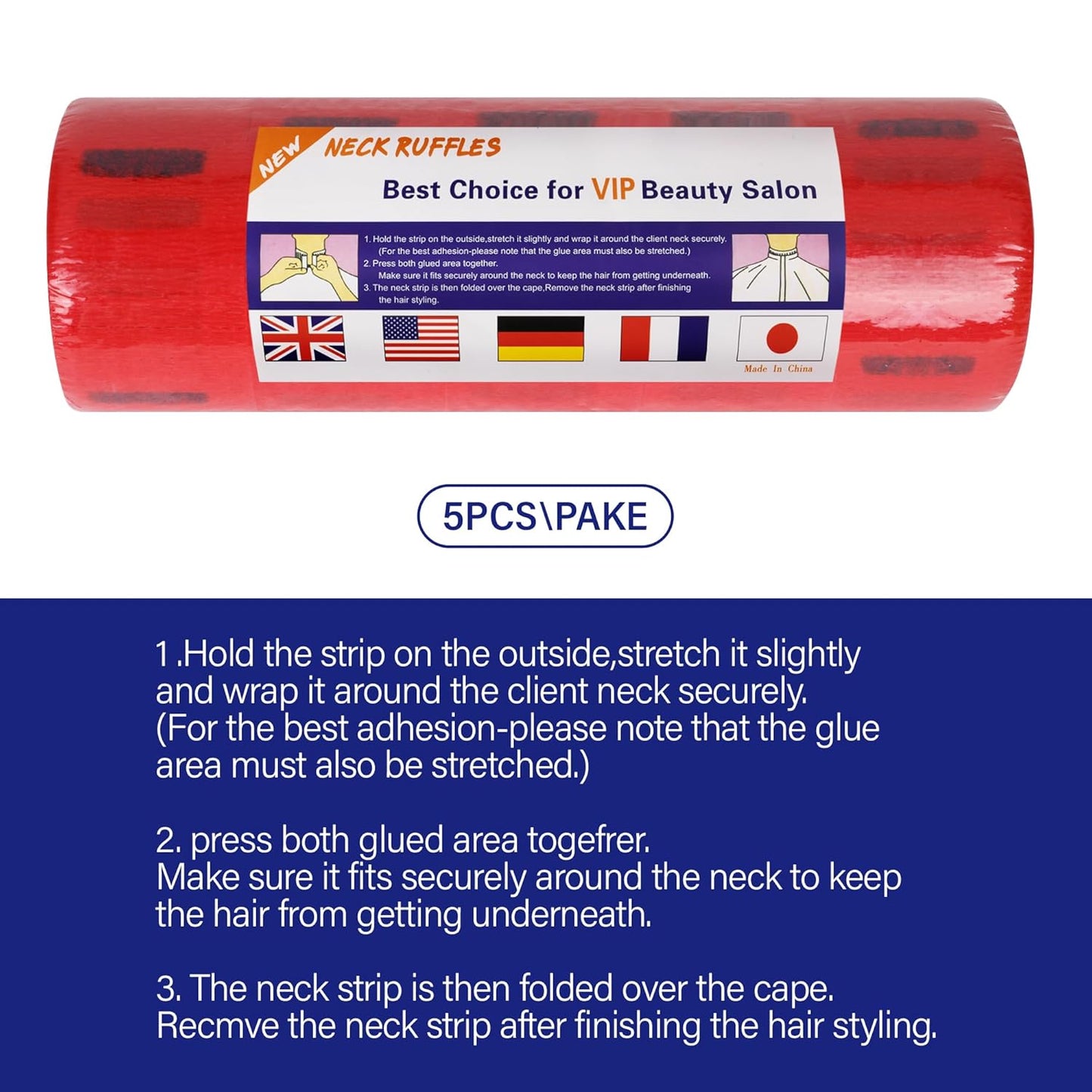 Stretchy Barber Paper Neck Strips - 5 Rolls & 500 Disposable Bands, Professional Hairdressing Accessory Tool