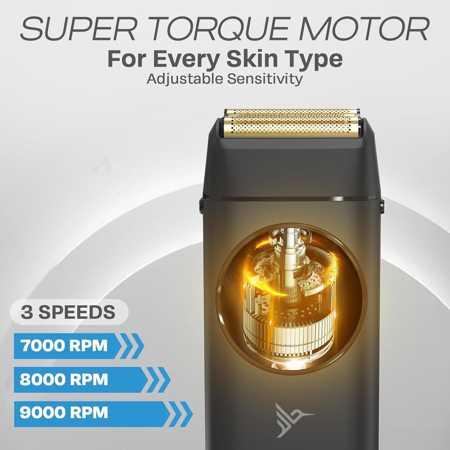 MK17 Dualpro Foil Shaver & Beard Trimmer for Men – Gold Titanium Blades, Turbo Shaving & Torque Control, Metal Body, Digital Battery & RPM Display, Wet/Dry, USB-C & Wireless Charging Dock