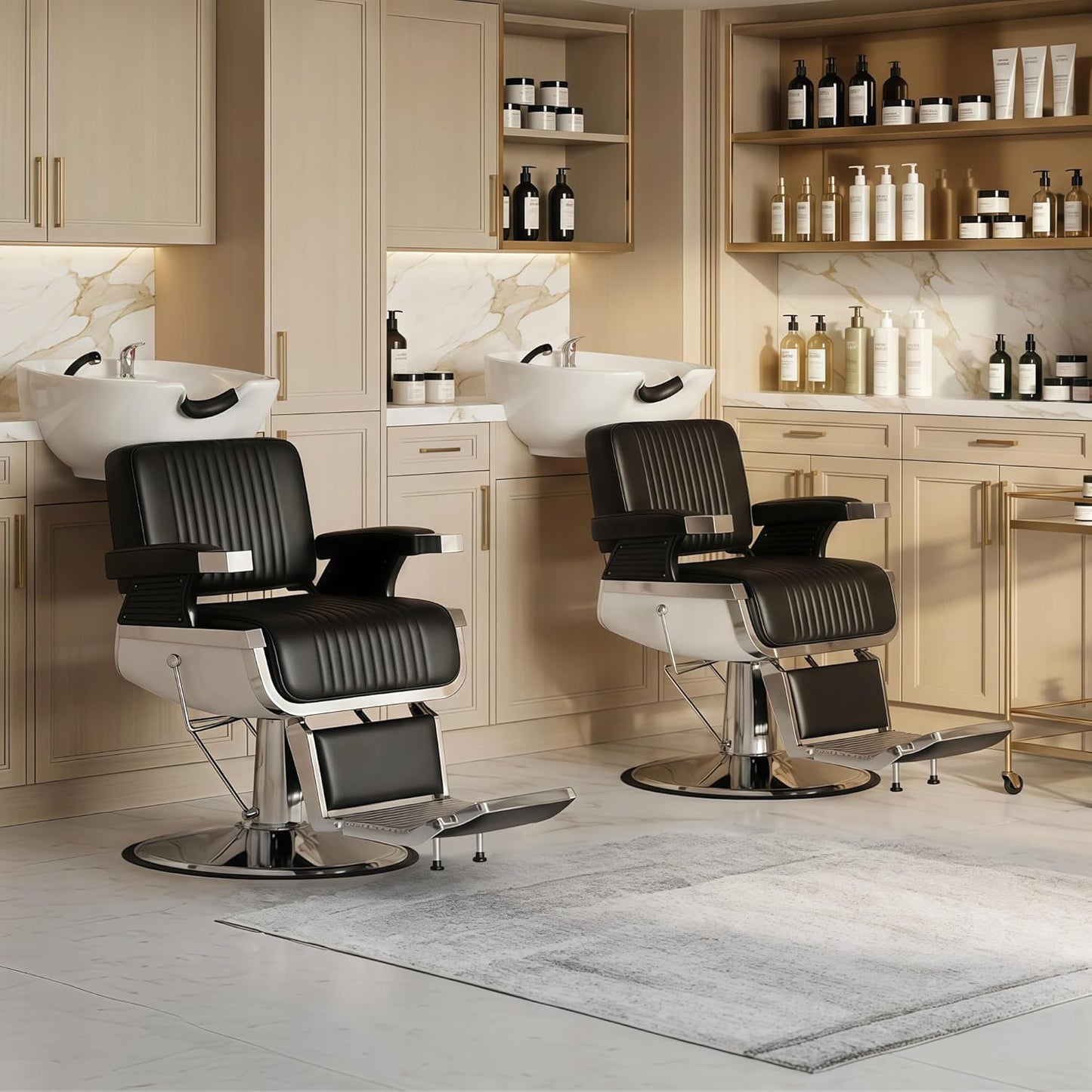 Barber Chairs for Barbershop Heavy Duty, Black Hydraulic Reclining Salon Chair for Hair Stylist with Footrest and Headrest, 360° Swivel All Purpose Shampoo Spa Beauty Tattoo Equipment