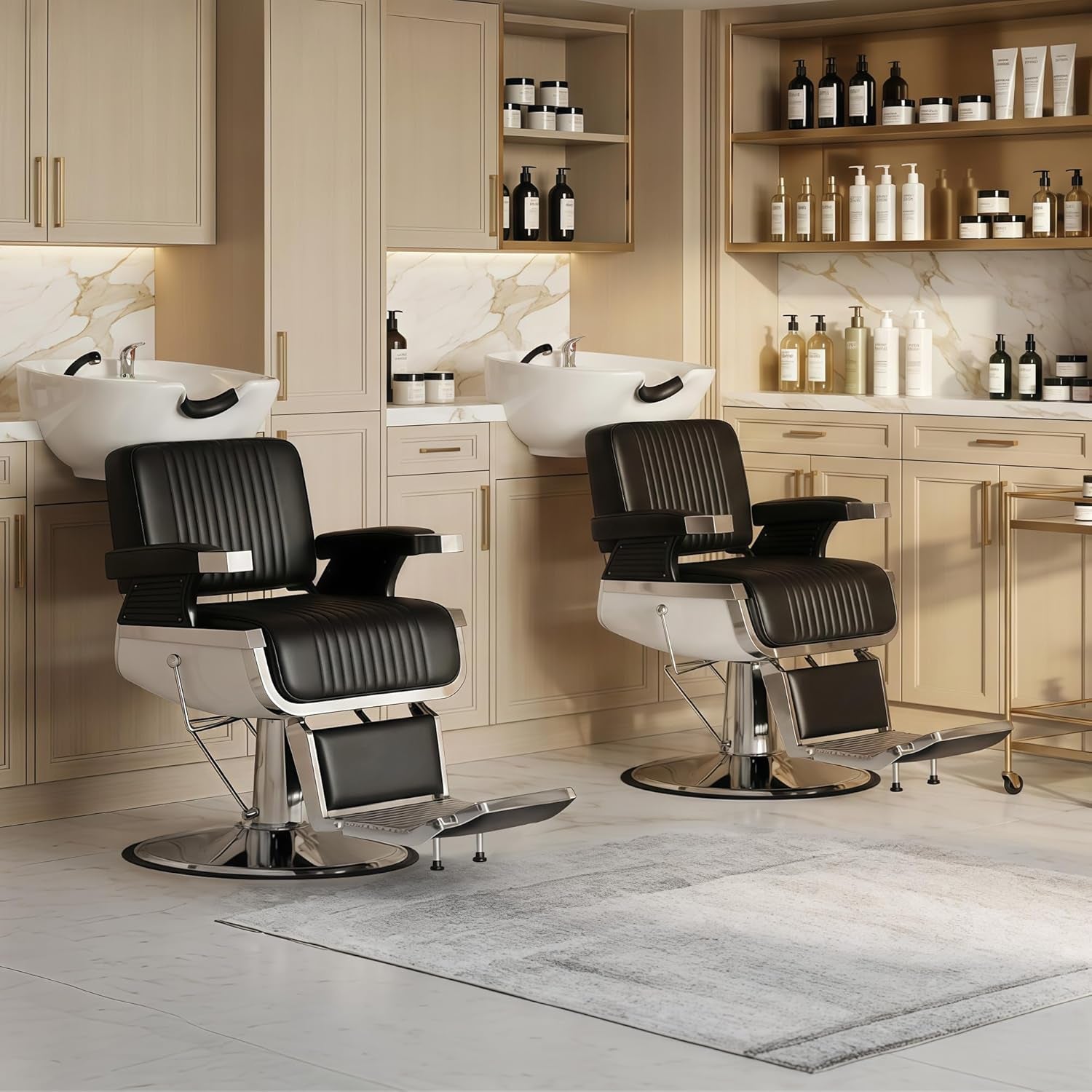 Barber Chairs for Barbershop Heavy Duty, Black Hydraulic Reclining Salon Chair for Hair Stylist with Footrest and Headrest, 360° Swivel All Purpose Shampoo Spa Beauty Tattoo Equipment