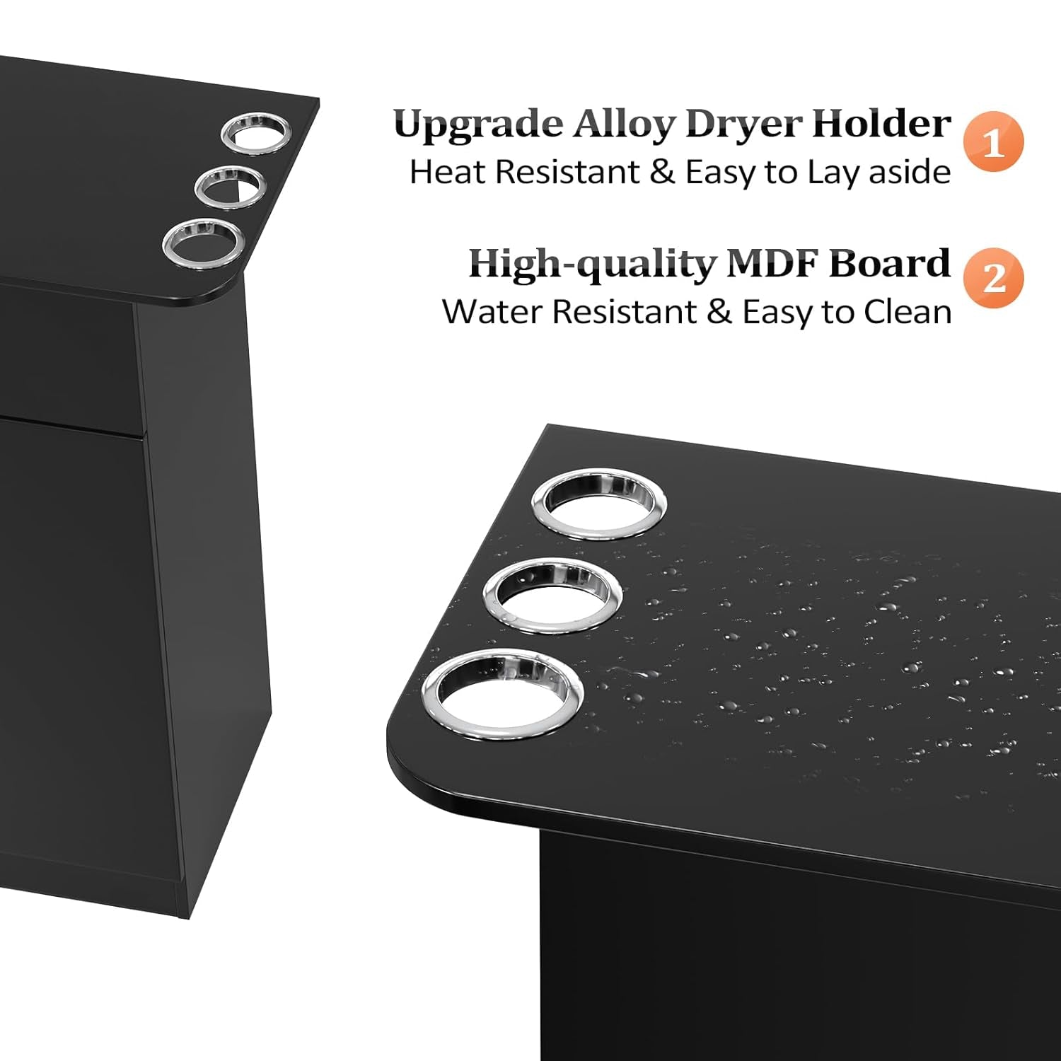 Salon Storage Station, Barber Stations Beauty Salon Spa Equipment, Free Standing Cabinet with 1 Drawers, 1 Storage Cabinet, 6 Hair Dryer Holders for Hair Styling, Black