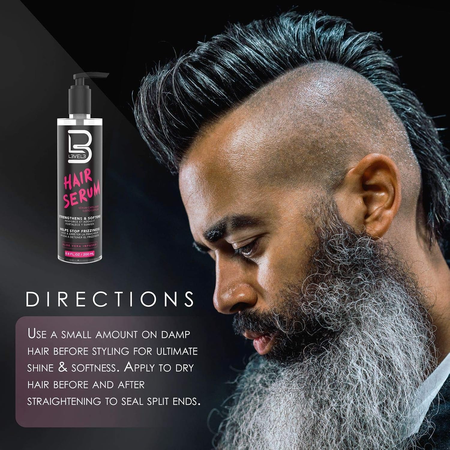 Level 3 Hair Serum - Repairs Your Damaged Hair - Softens and Smoothing - Level Three Hair Smoothing Serum - Reduces Frizziness