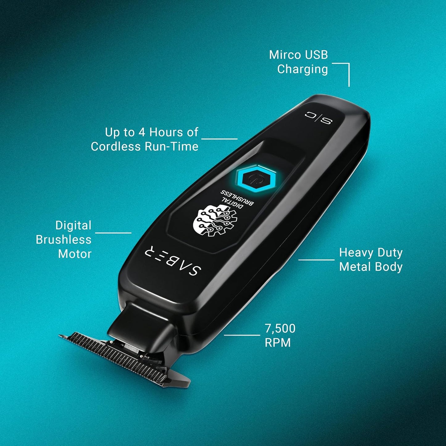 Saber and Precision Saber Professional Full Metal Body Digital Brushless Motor Cordless Hair Trimmers