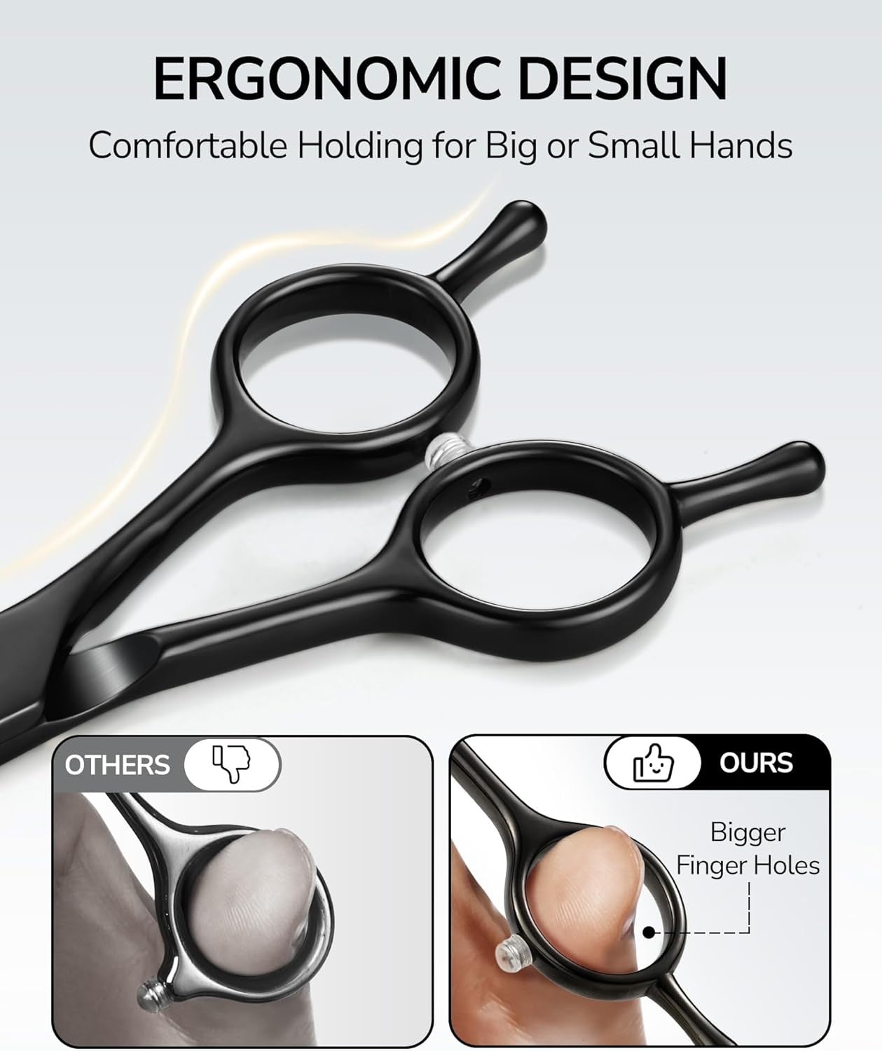 Professional Thinning Shears for Hair Cutting - 6.5’’ Hair Thinning Scissors, Ultra Sharp Japanese Stainless Steel, Ergonomic Handle for Barbers, Stylists, Salon & Home Use, Black