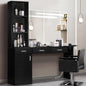Salon Station for Hair Stylist, Salon Wall Station with Barber Cabinet, Hair Stations Equipment Hair Dryer Holder, Drawers, Wall Mount Barber Beauty Station, Mirror Not Included, Black