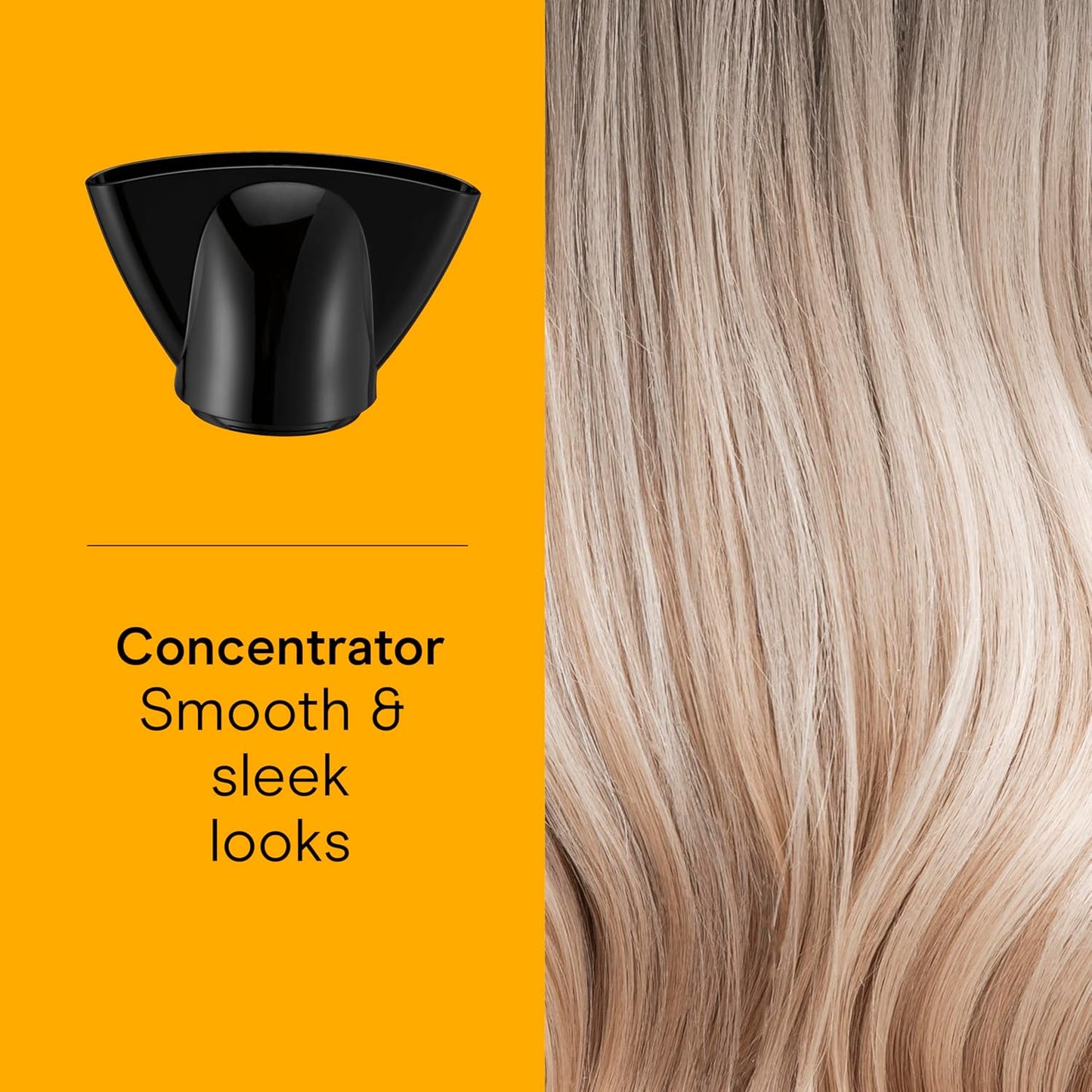 Hair Dryer Style & Shine Natural Crystal Collection, 1875W Hairdryer, 3 Heat Settings, 2 Speeds, Blow Dryer with Concentrator Attachment, Ionic & Hematite-Infused Ceramic Technology, Black