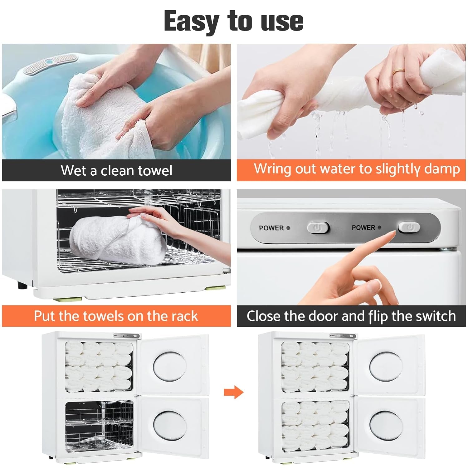 46L Hot Towel Warmer, Large Capacity Spa Towel Warmer with Double Cabinets, Professional Towel Warmer Cabinet with Clip & 4 Racks for Salon, Barber Shop, Massage, Facial