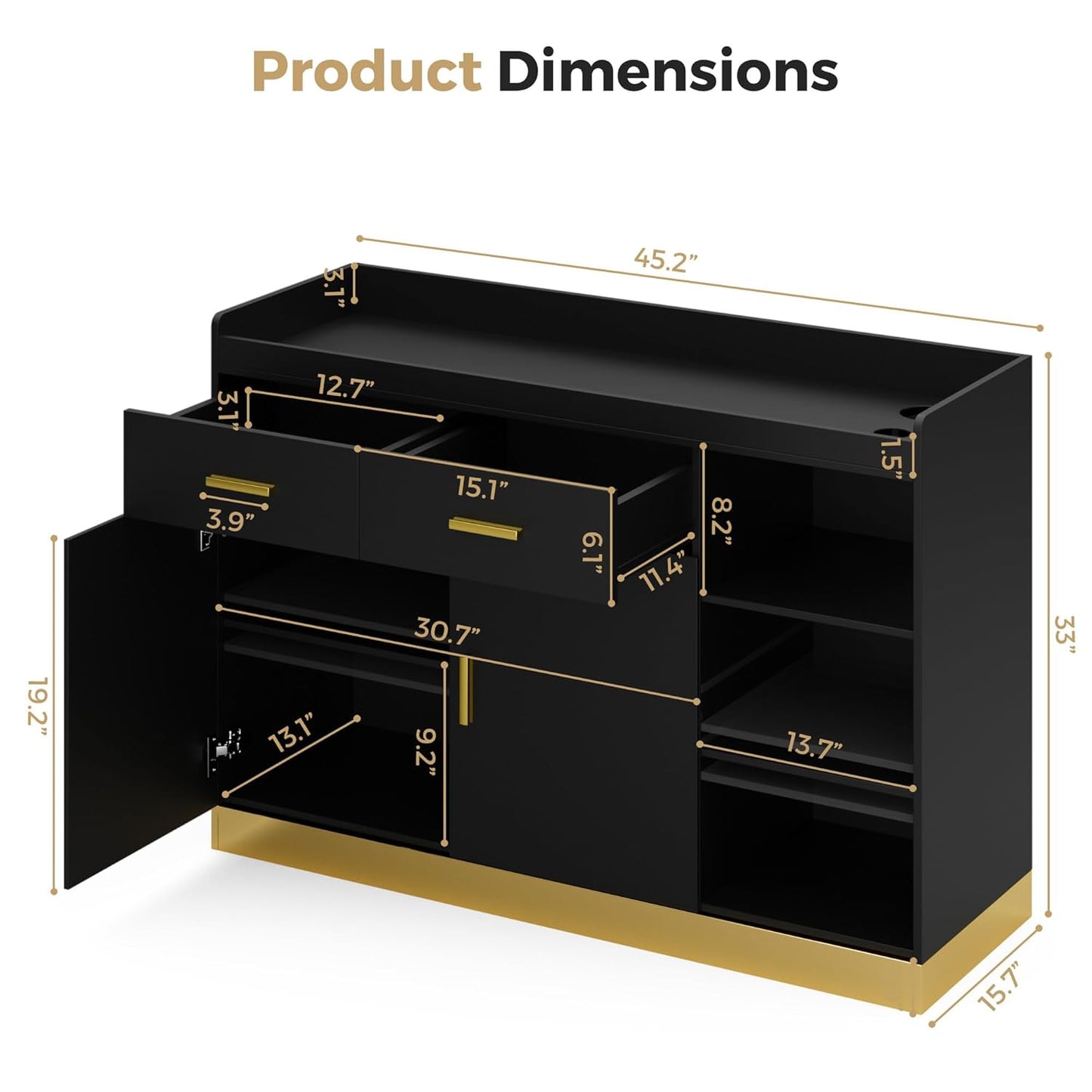 Salon Storage Cabinet Barber Station, Free Standing Hair Styling Station with Drawers, Hair Dryer Holders and Adjustable Shelves, Beauty Salon Spa Equipment