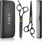 Hair Cutting Scissors Shears Kit, Professional Barber Haircut Scissors Set (6.7 Inch Hair Beard Hairdressing Trimming Haircutting Thinning Shears) for Men Women Hairdresser Home Salon (Black)