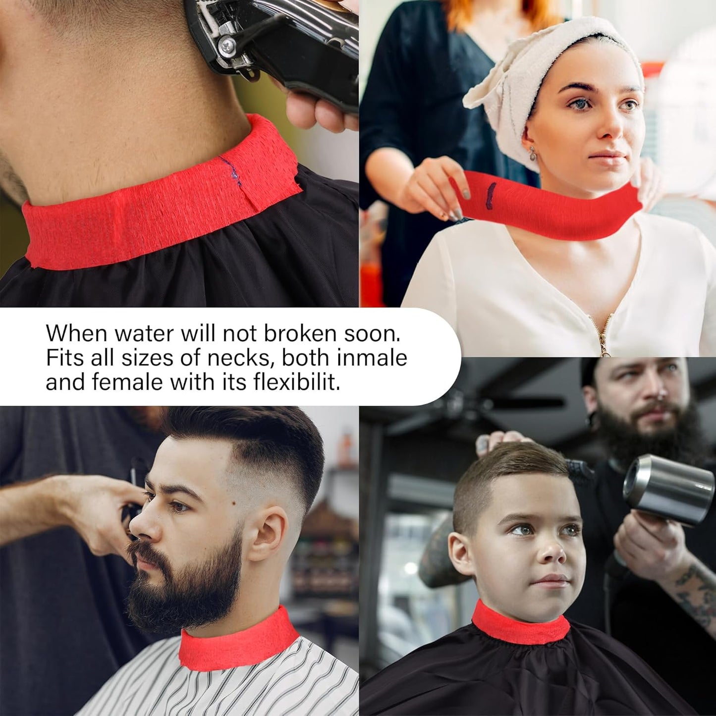 Stretchy Barber Paper Neck Strips - 5 Rolls & 500 Disposable Bands, Professional Hairdressing Accessory Tool