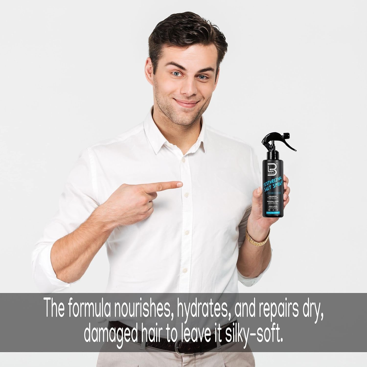 Level 3 Sea Salt Texturizing Spray - Creates Beachy Waves and Texture - Casual Hair Finish (8.45 Fl Oz)