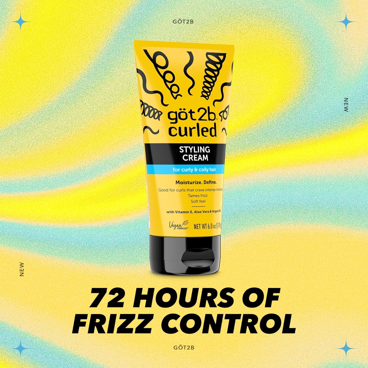 Curled Styling Cream, 6 Fl Oz, Curl Defining & Moisturizing Hair Cream for Coily & Curly Hair, Provides Frizz Control & Soft Feel for Type 3-4 Curls, Made with Vitamin E, Aloe Vera & Argan Oil
