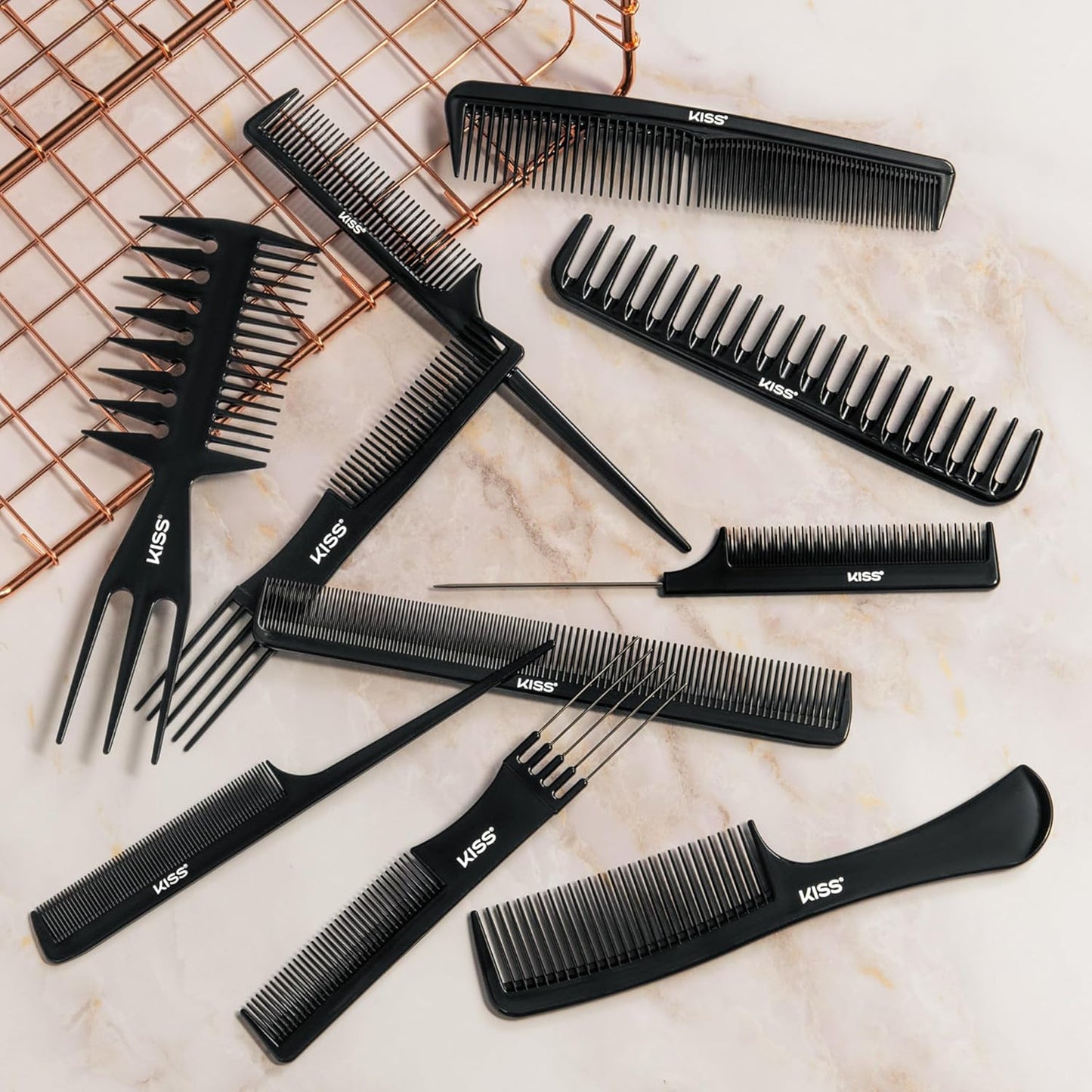 KISS Professional 10-Pc Comb Set-Detangle & Style Assortment
